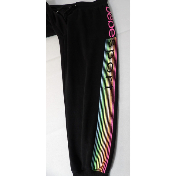 Bebe Sports Jogger Sweatpants Womens 2X Black Graphic Spellout Logo Lounge - Picture 9 of 14